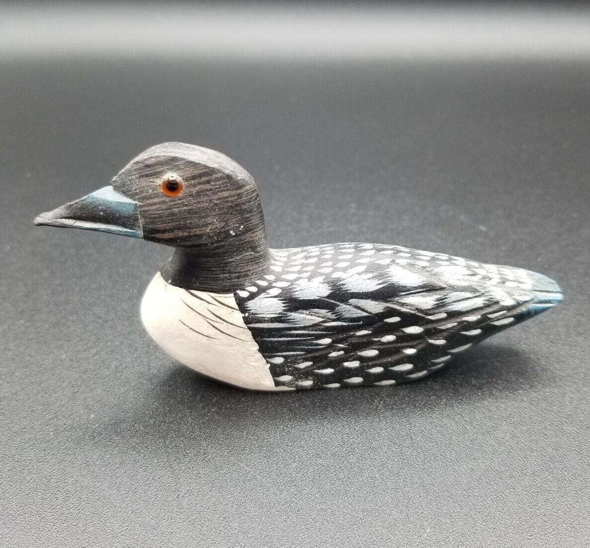 Minature Hand Painted Wooden Loon Unsigned 4\