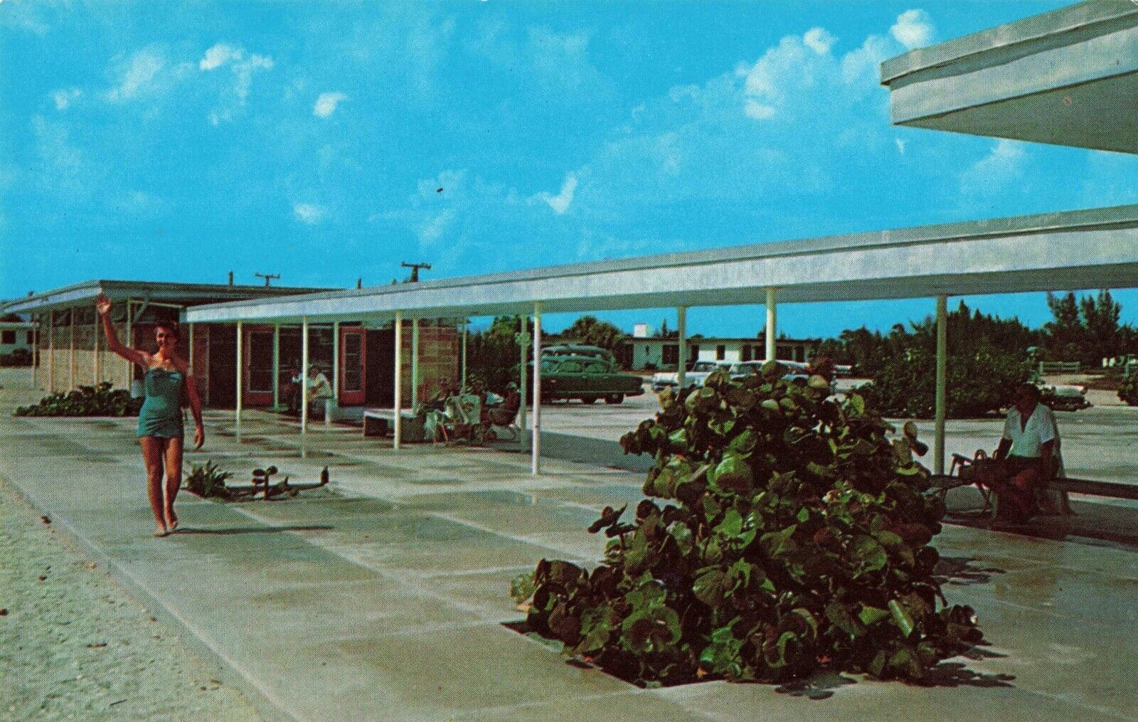 Modern Beach Pavilion Nokomis Beach Florida FL Chrome c1960 Postcard