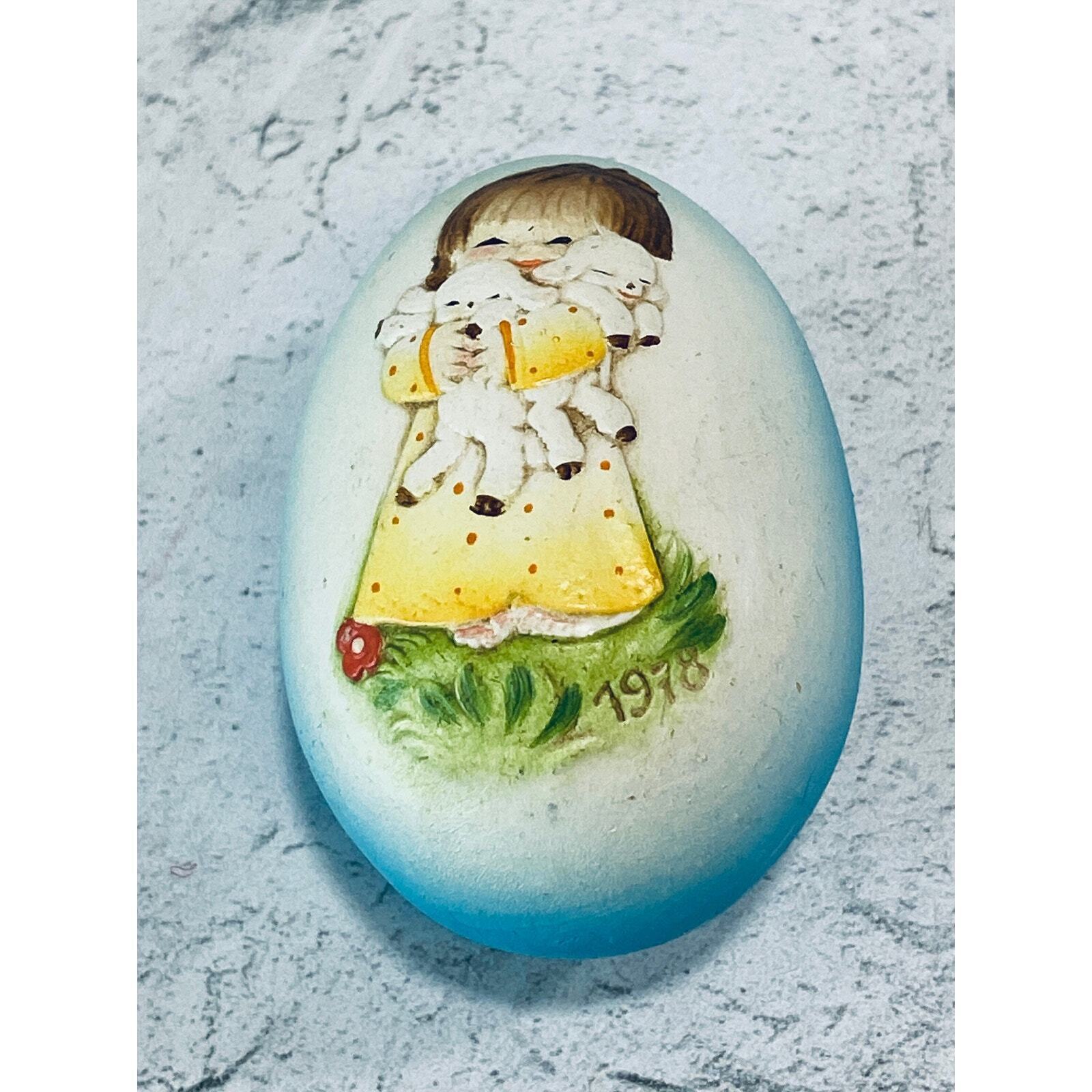 Vintage 1978 Ferrandiz Easter Egg, Little Girl Holding Lamb, ANRI in Italy