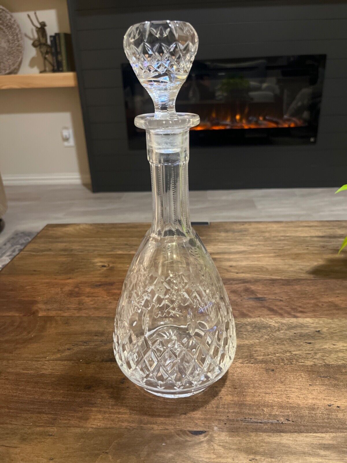 Vintage Etched Tall Floral Crystal Decanter Gallia pattern