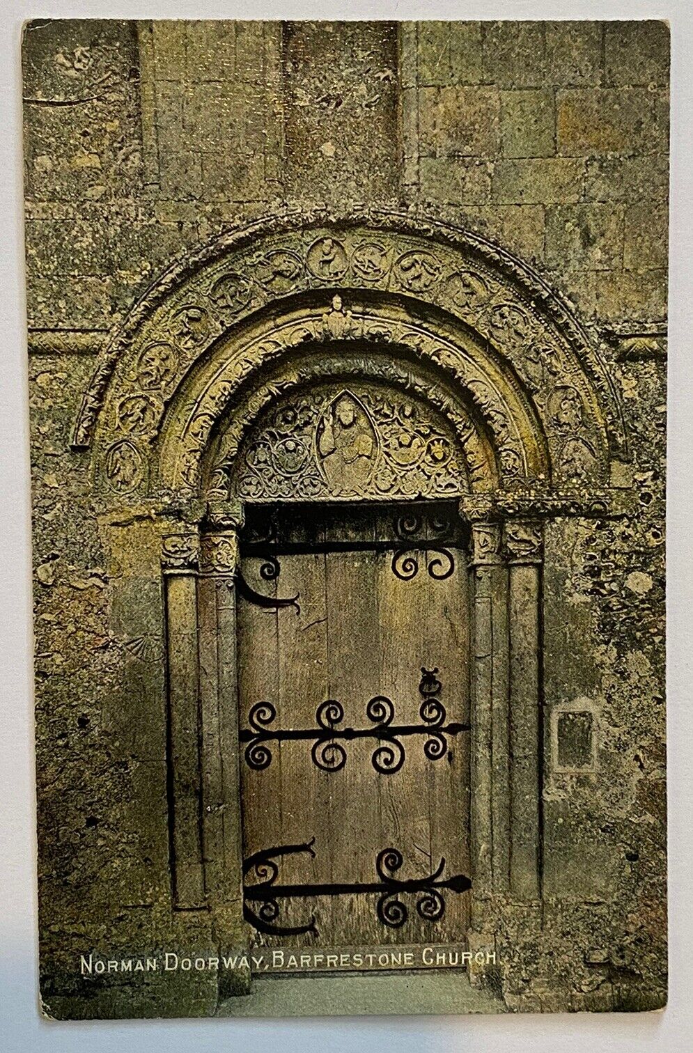 Antique Norman Doorway Barfrestone Church Postcard Divided Back