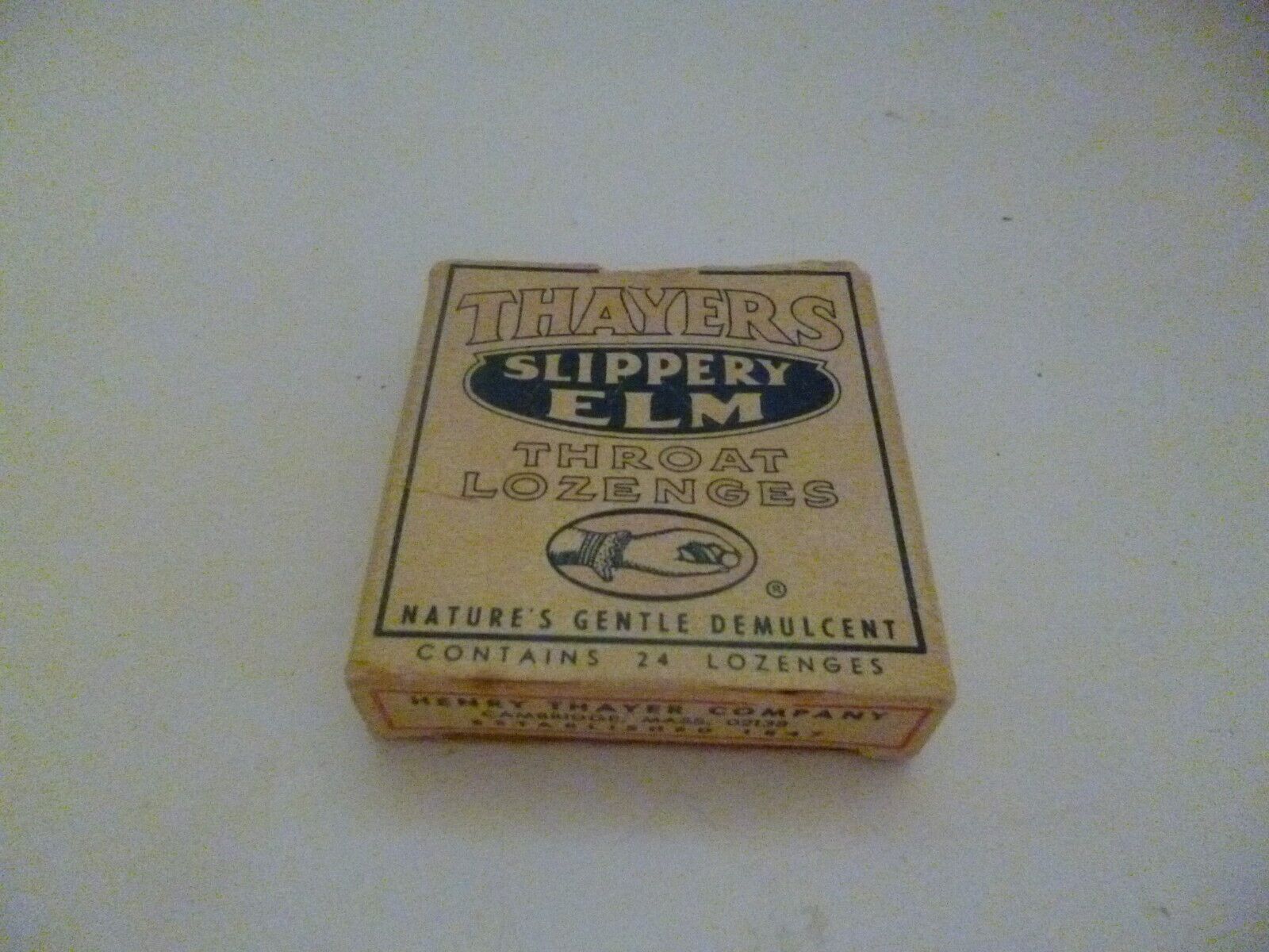 Vintage Thayers Slippery Elm Throat Lozenges Box Only