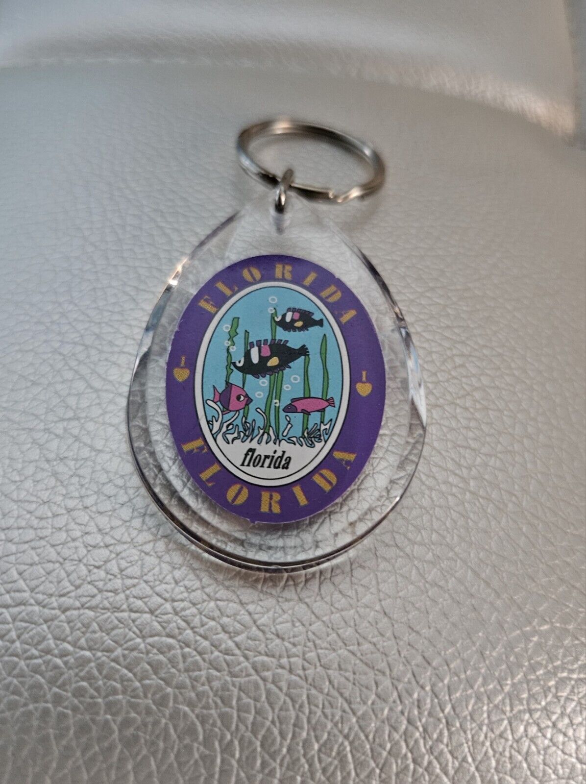Vintage Florida Acrylic Tropical Fish Keychain souvenir Collectable 