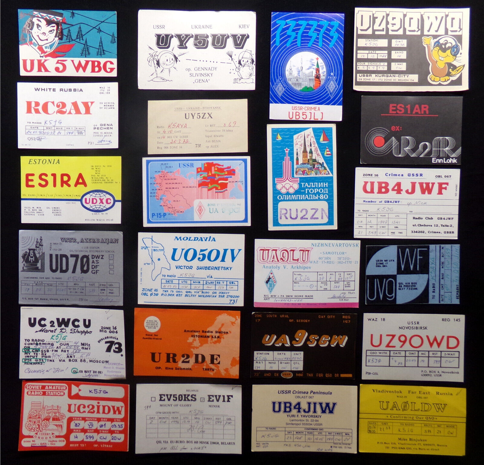 SOVIET ERA QSL CARD LOT: Amateur Radio, USSR To USA, Russia Ukraine, Vintage Mix