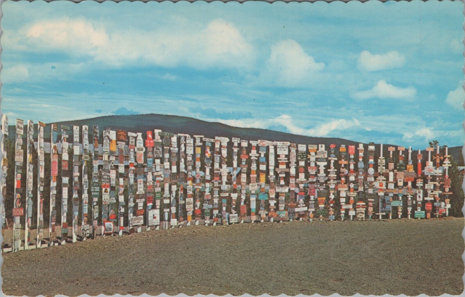 Watson Lake signposts mileage markers Yukon British Columbia Canada postcard B97