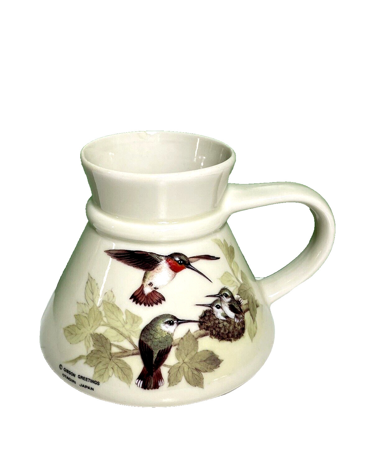 Vintage Hummingbird  Otagiri Japan Gibson Greetings Coffee Mug Cup Wide Bottom