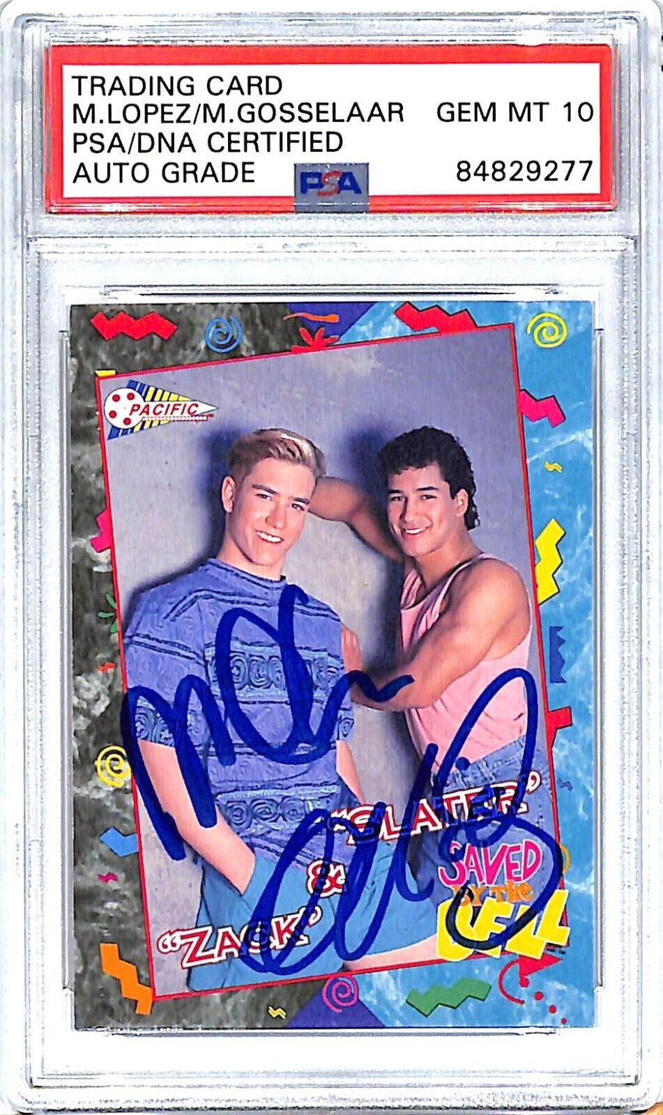 1992 Pacific MARK PAUL GOSSELAAR & MARIO LOPEZ Signed Card #49 PSA/DNA 10 SLAB