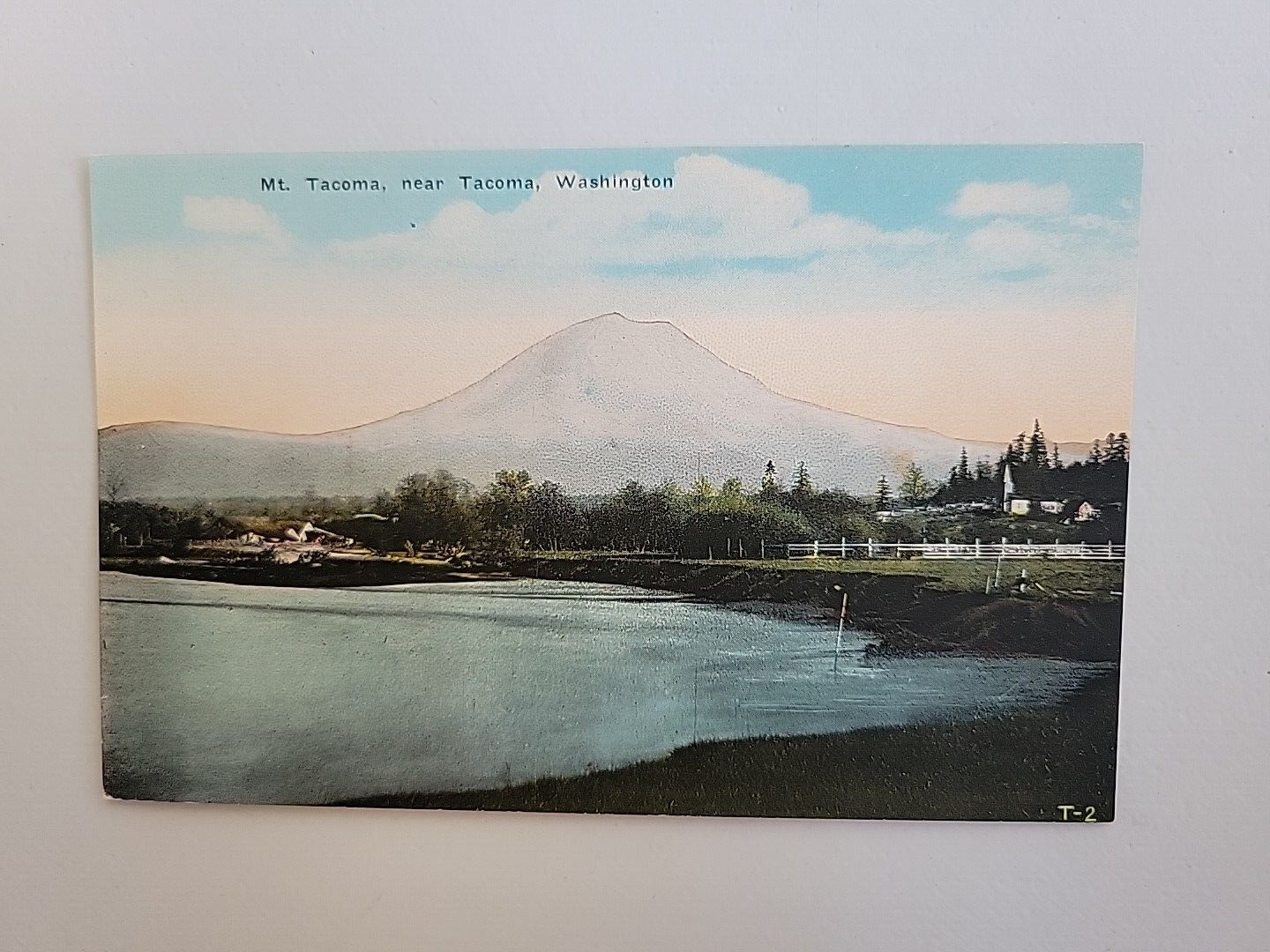 vintage postcard 1145 mt. tacoma washington state water mountain view T3