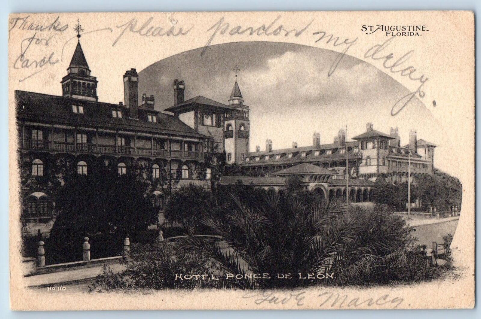 1906 Hotel Ponce De Leon & Restaurant Building St. Augustine Florida FL Postcard