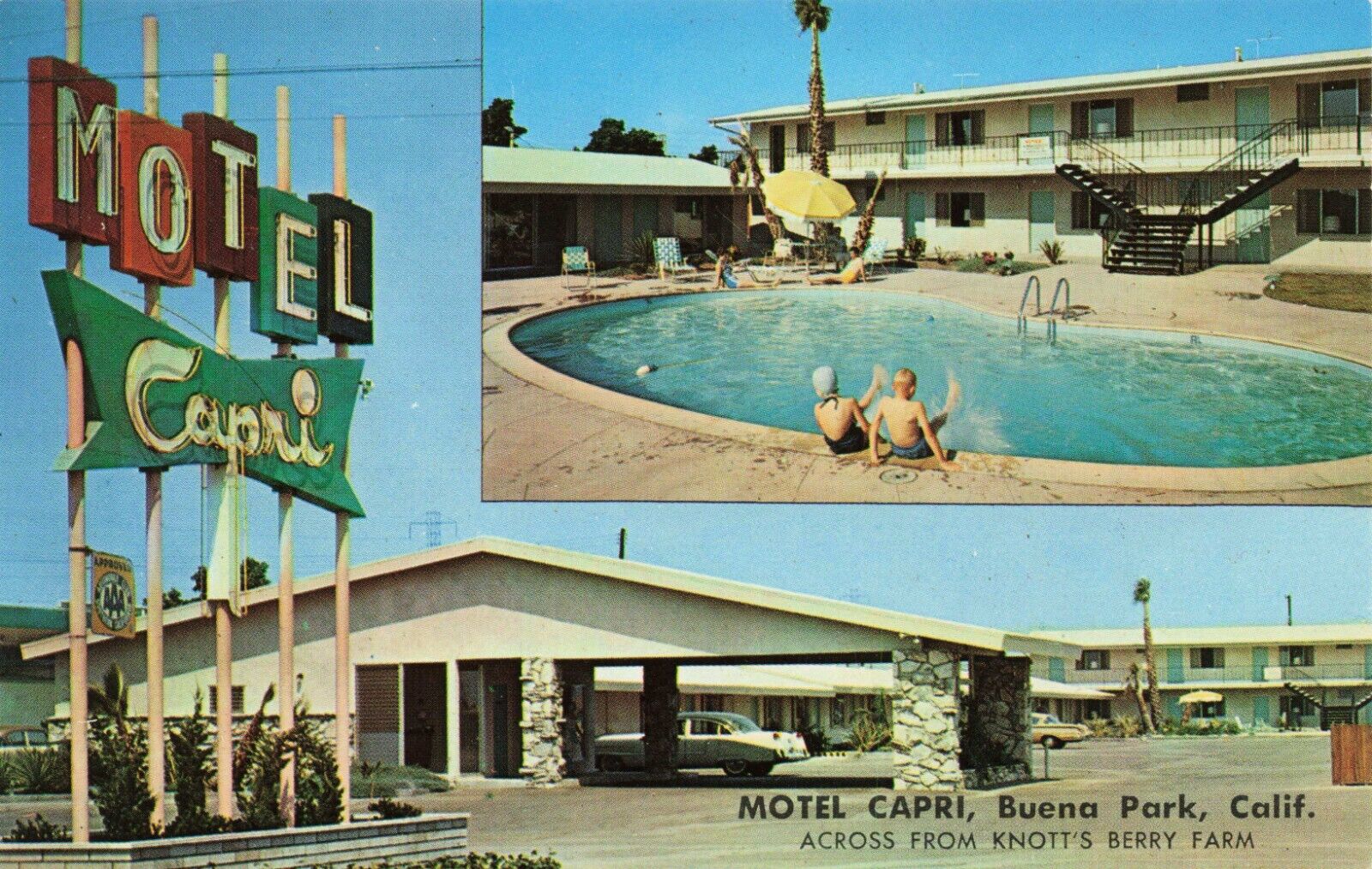 Postcard Motel Capri Buena Park California Across From Knott\'s Berry Farm