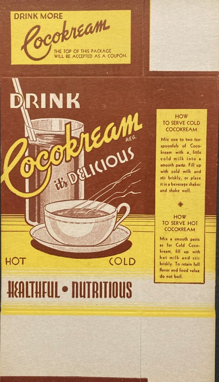 Vintage 1950s Drink More Cocokream It\'s Delicious Box - Vancouver, Canada \