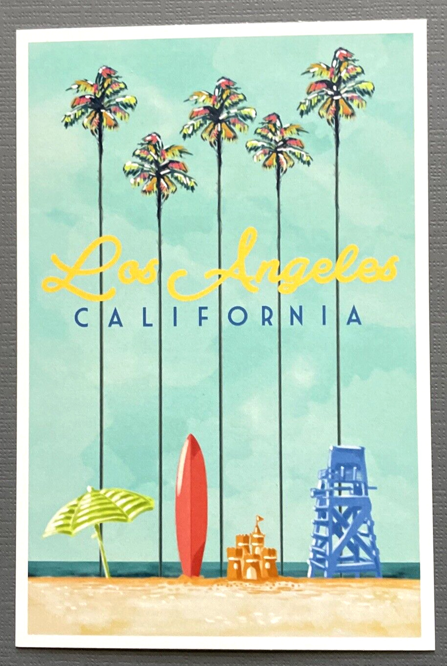 Los Angeles, California - Tall Palms Beach Scene - Lantern Press Postcard