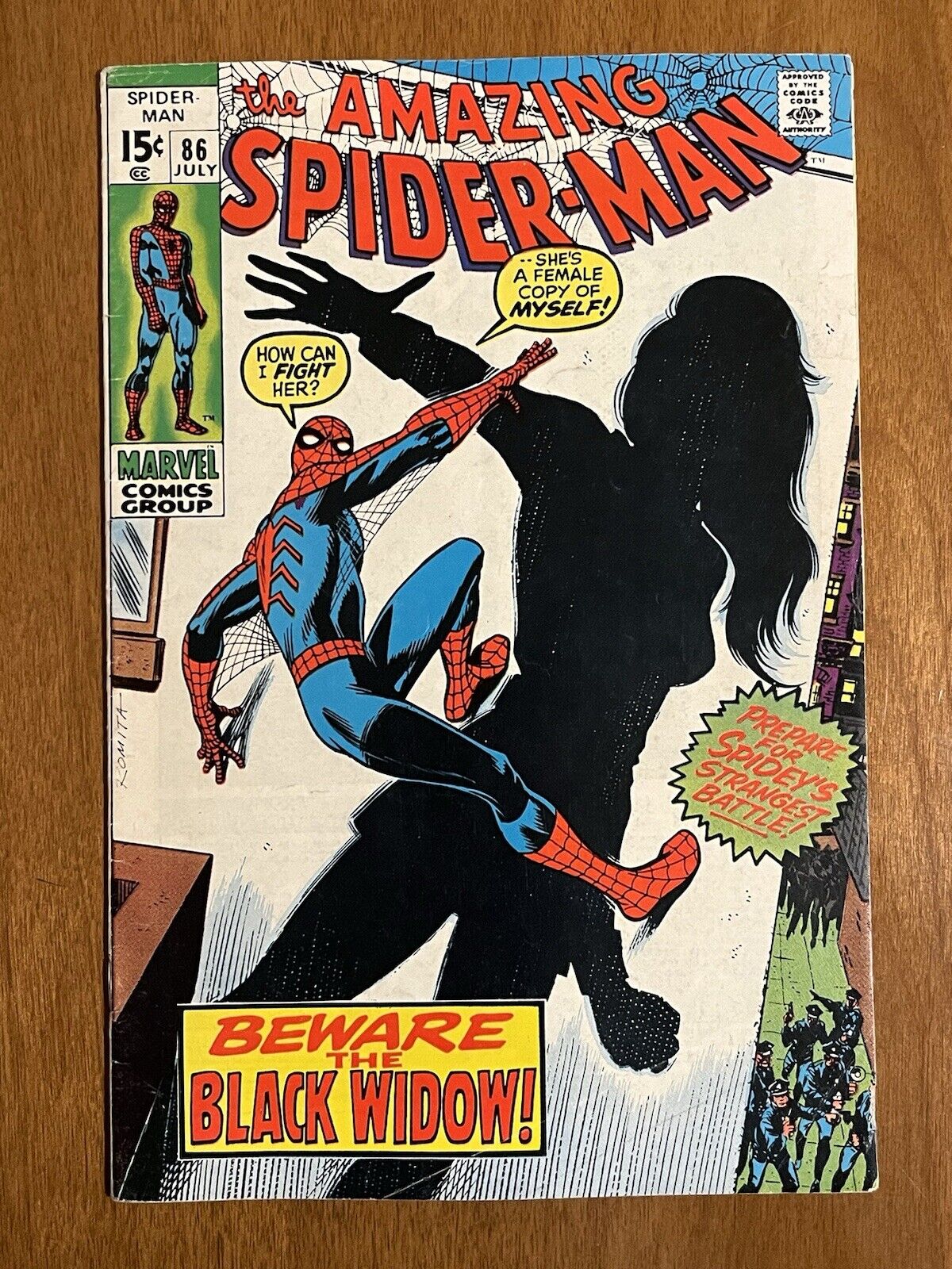 The Amazing Spider-Man #86/Bronze Age Marvel Comic Book/Black Widow Origin/FN-