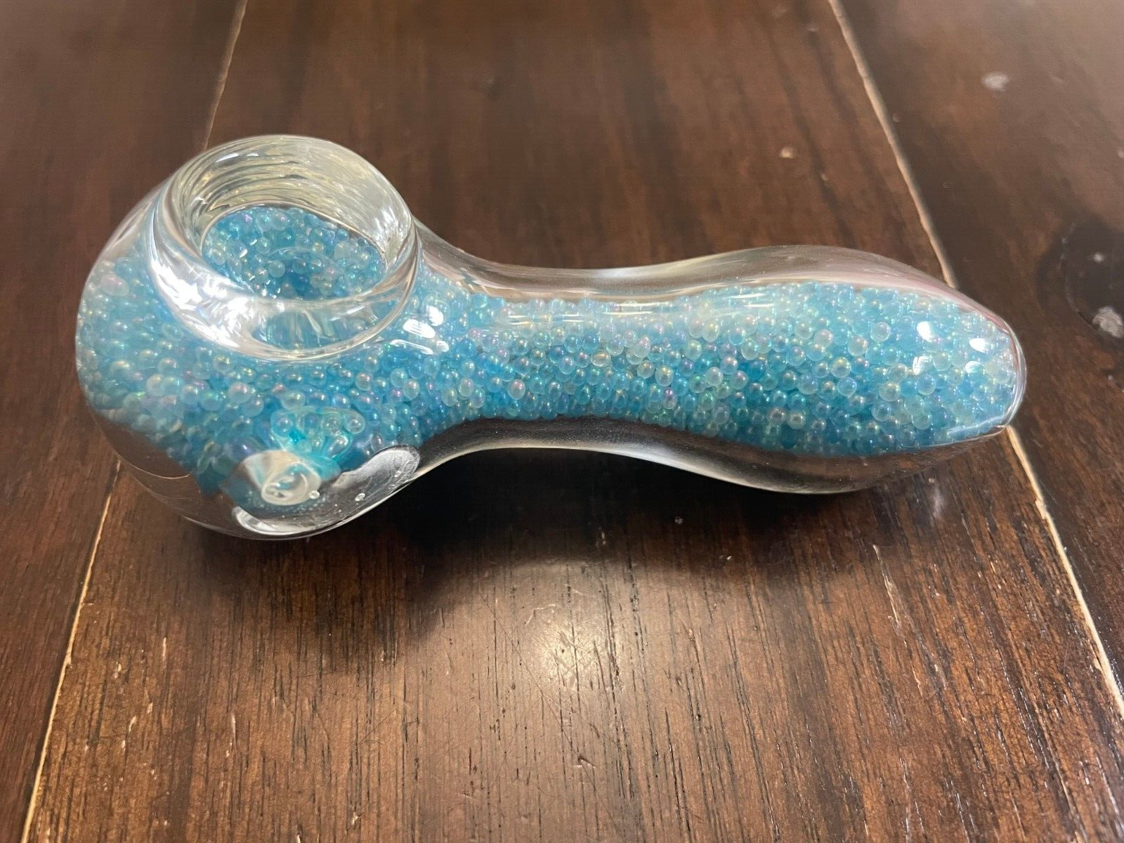 4.5” Premium Glass Pipe Bowl Micro Beads Blue