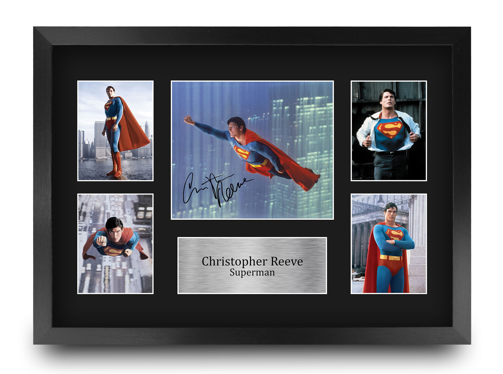 Christopher Reeve Superman Gift Framed Autograph Picture A3 Print to Movie Fans