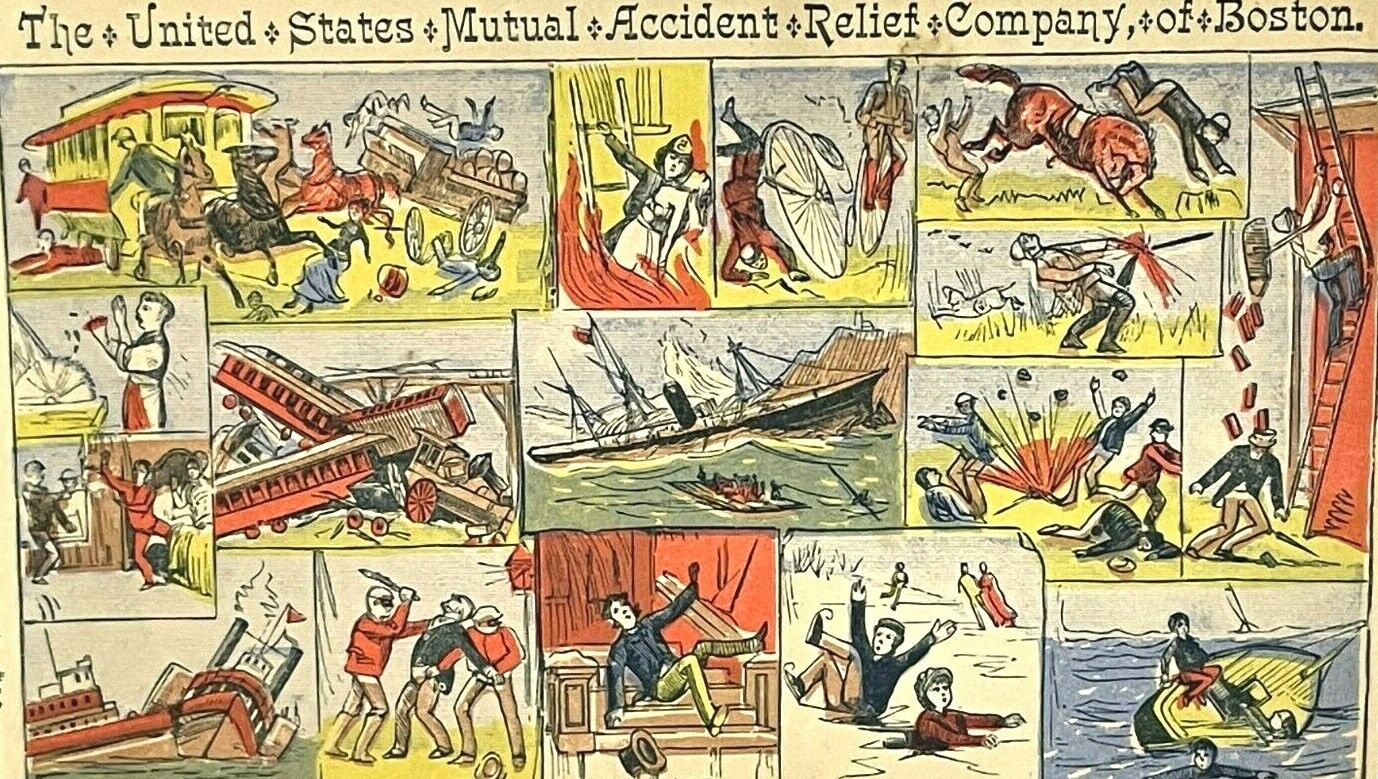 1870-1900 United States Mutual Accident Relief Insurance Company Boston Card Ad