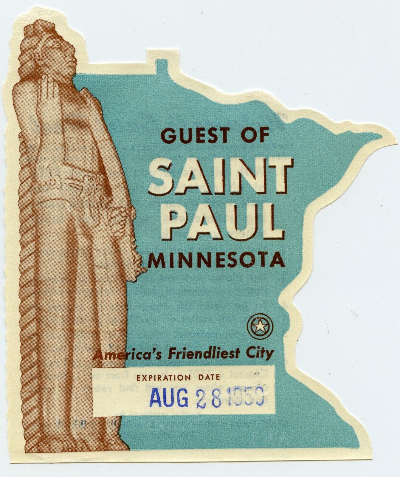 1959 Guest Of Saint Paul Minnesota America\'s Friendliest City Parking Sticker