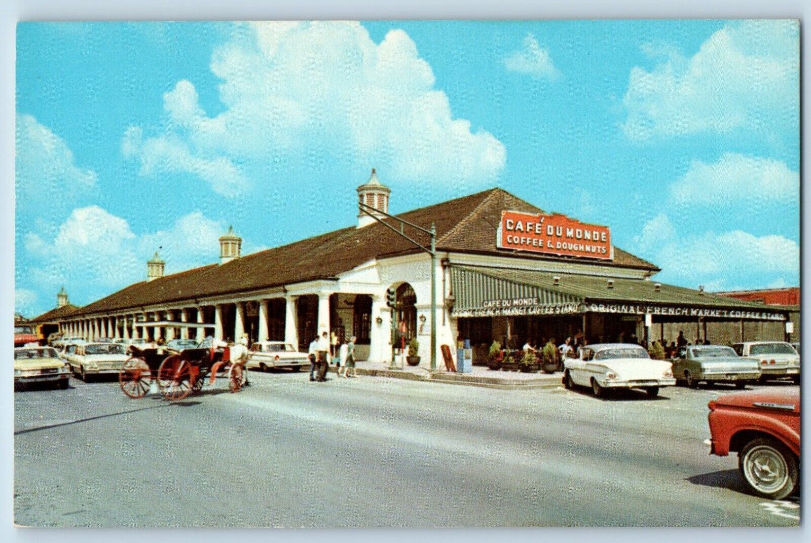 New Orleans Louisiana Postcard Cafe Du Monde Creole Coffee c1960 Vintage Antique
