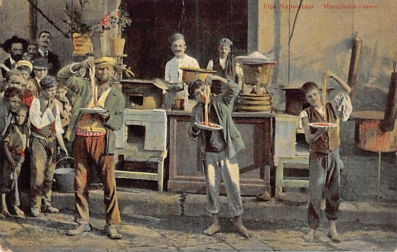 Postcard FX: Eating Pasta, Naples, Italy, Early 1900\'s
