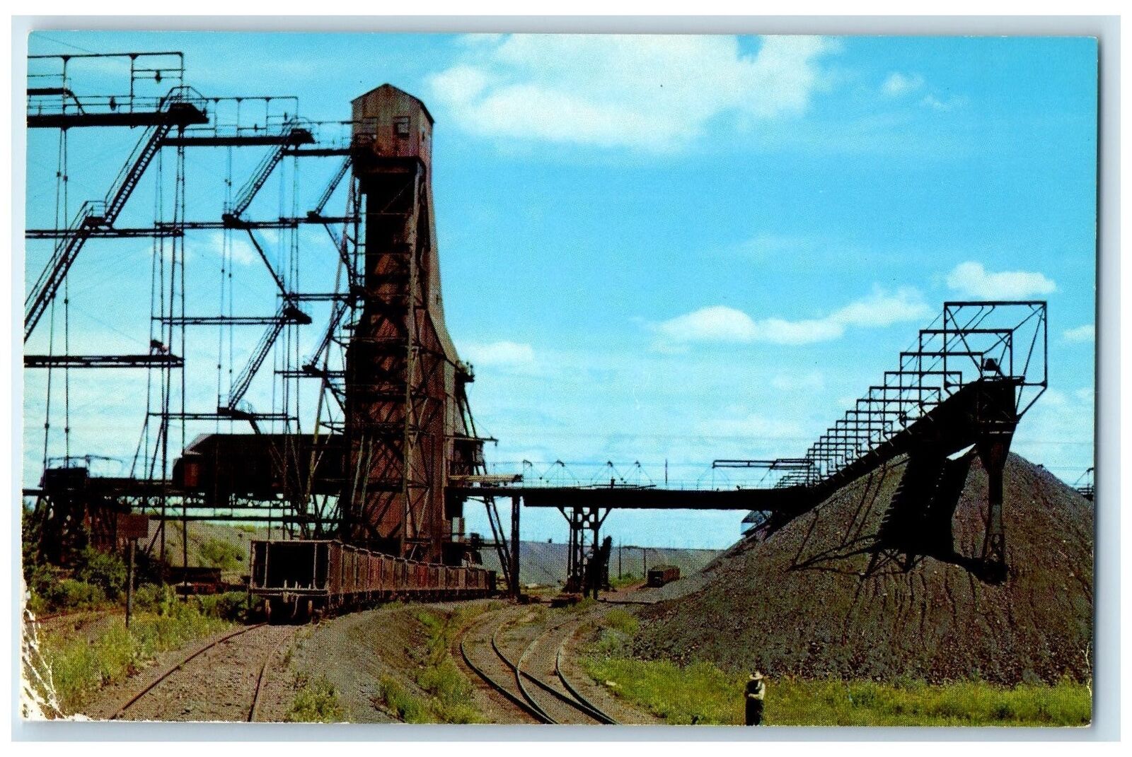 c1950's Shaft House Of Montreal Mine Near Hurley Wisconsin Ironwood MI Postcard