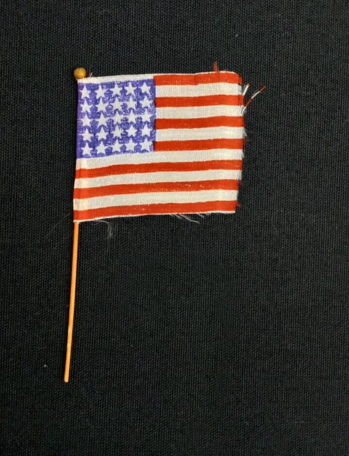 Antique / Vintage small  25 Star Flag on wooden pole.  Rare