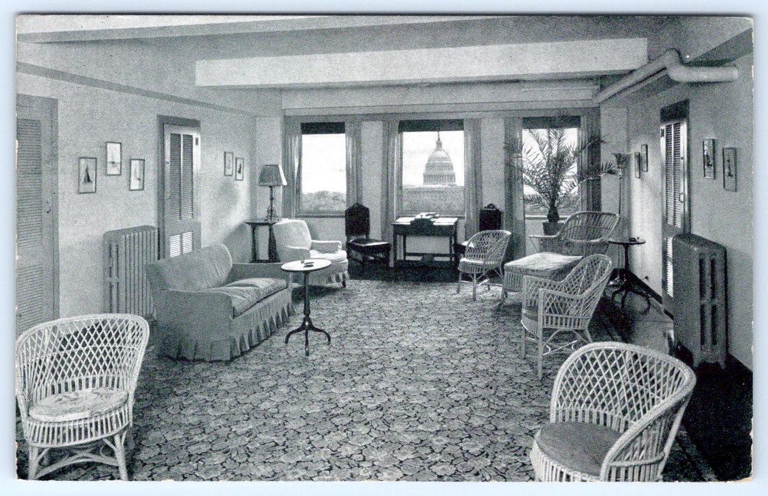 1942 DODGE HOTEL CAPITOL HILL WASHINGTON DC ROOM INTERIOR NO TIPPING POSTCARD