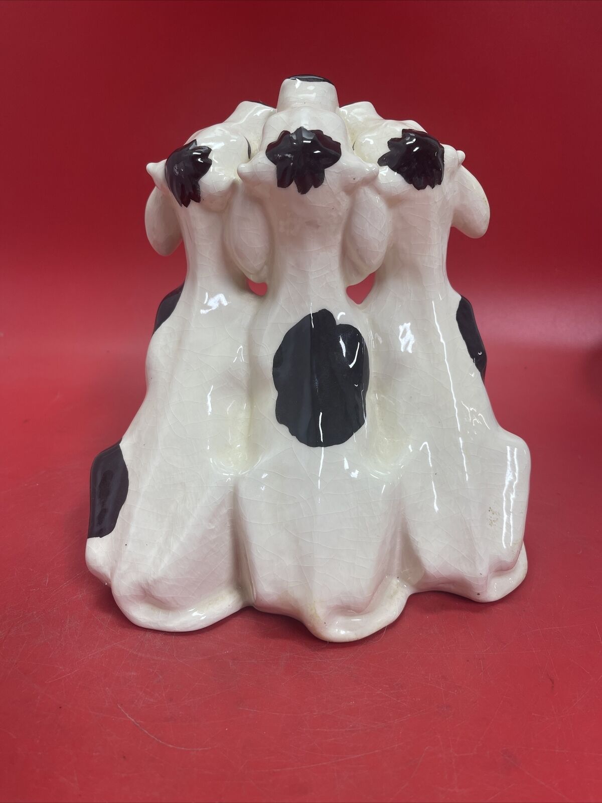 Vintage Hand Painted Ceramic Figurine 3 Singing COWS 9 Inch Farm Animal Decor