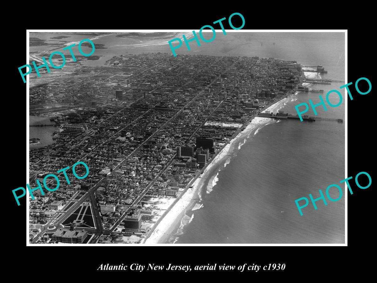 OLD 8x6 HISTORIC PHOTO OF ATLANTIC CITY NEW JERSEY AERIAL VIEW OF CITY 1930 1