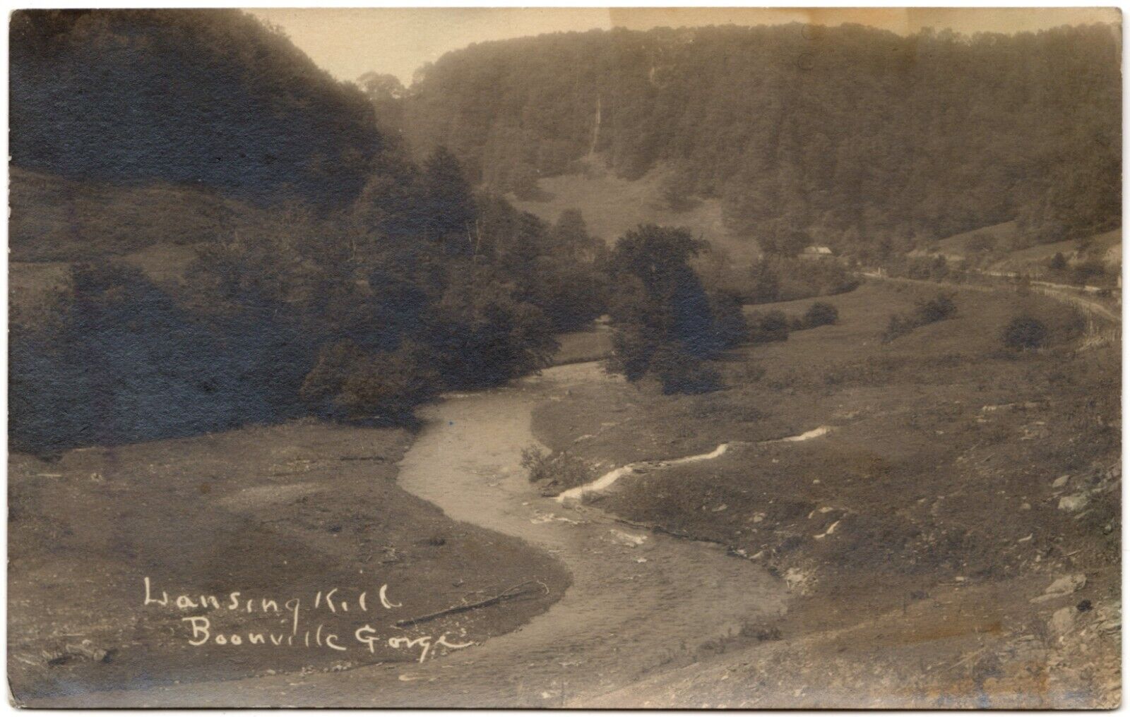 BOONVILLE GORGE, NY - RPPC Lansing Kill River New York Real Photo Postcard 1920s