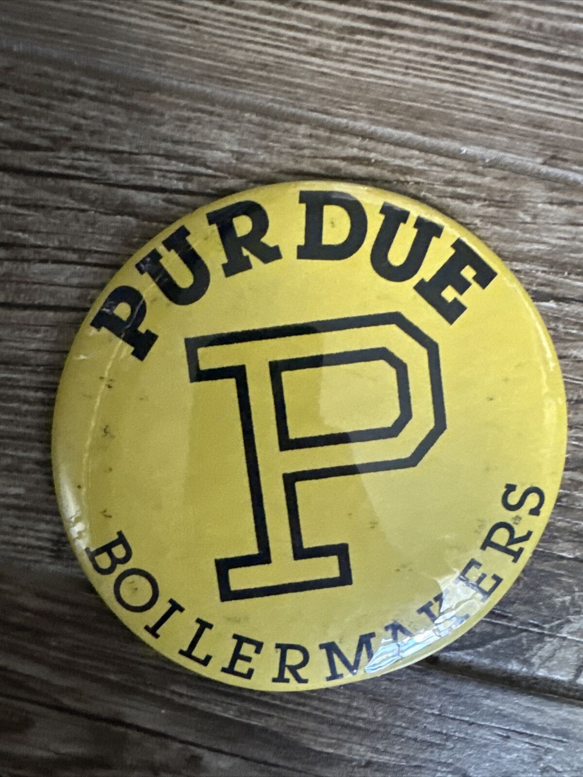 Vintage Purdue Boilermakers Pin Button Large College Home Decor Art