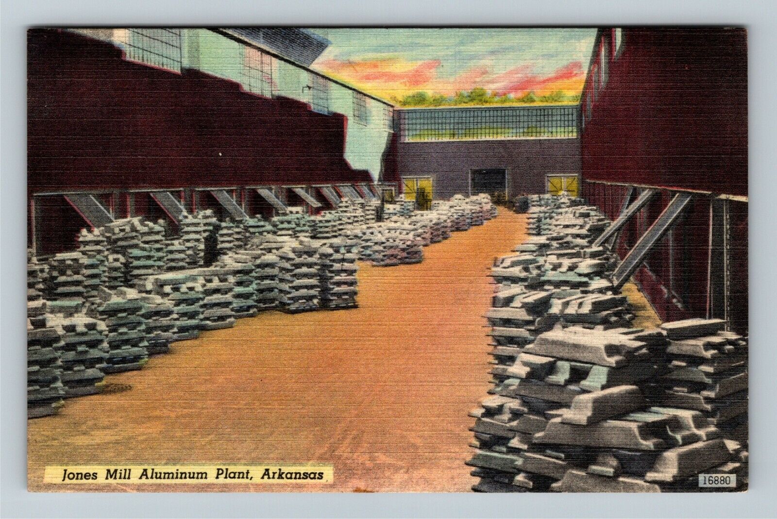 Jones Mill AR-Arkansas, Aluminum Plant, Inventory Stockpile Vintage Postcard