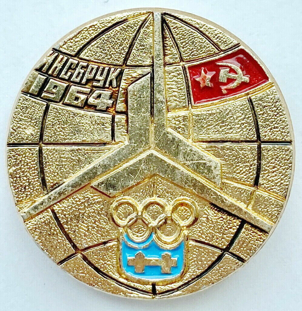 SOVIET HOCKEY PIN BADGE. 1964 INNSBRUCK. USSR TEAM OLYMPIC CHAMPION