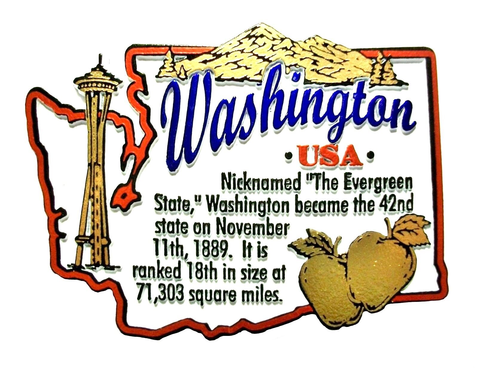 Washington the Evergreen State Outline Montage Fridge Magnet