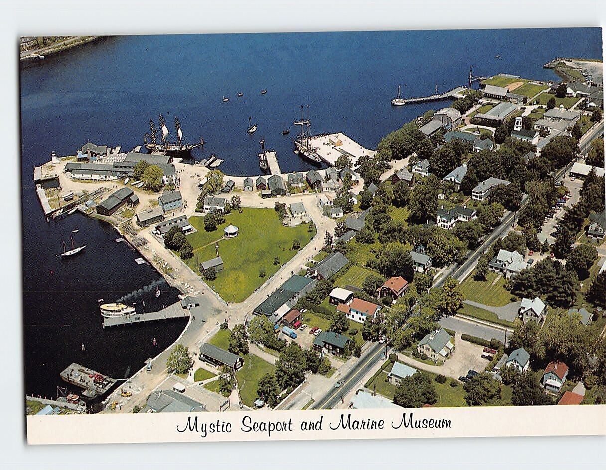 Postcard Aerial View of Mystic Seaport & Marine Museum Mystic Connecticut USA