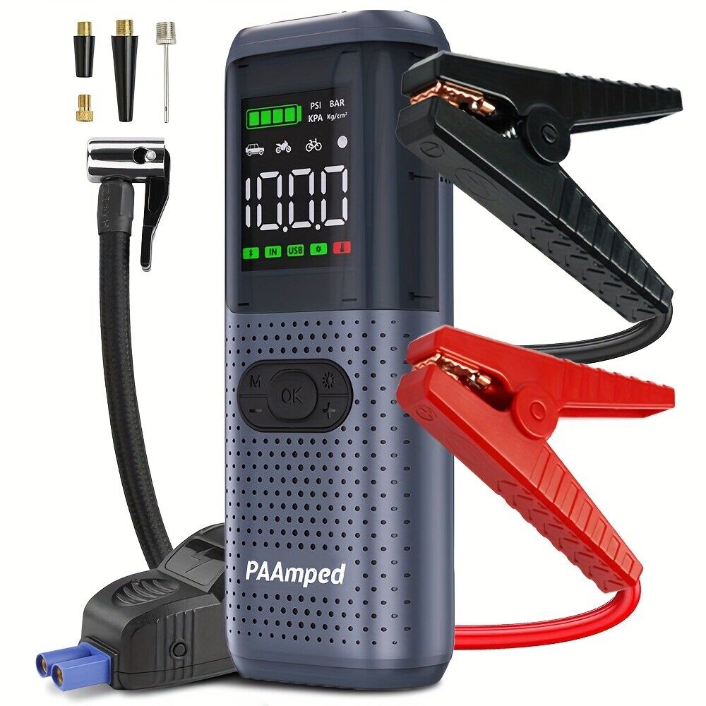 2500A Maximum Power Jump Starter,With Car Tire Inflator, Mobile Power Bank
