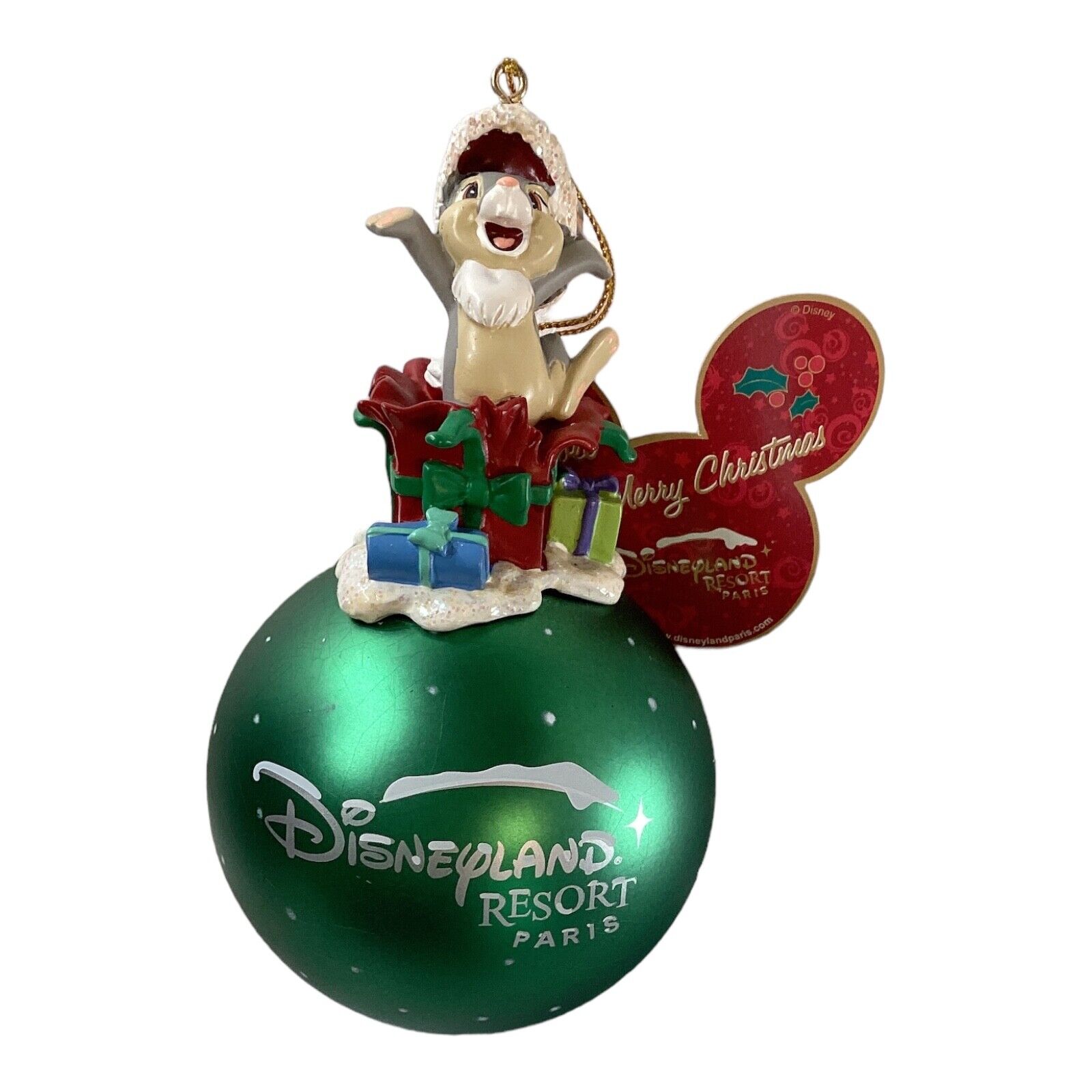 Disneyland Paris 2007 green plastic Christmas ornament with Thumper 5”