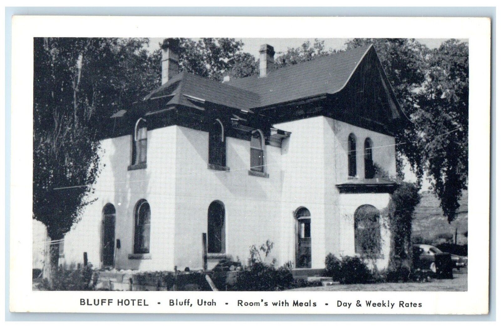 c1940 Exterior View Building Bluff Hotel Utah Vintage Antique Unposted Postcard