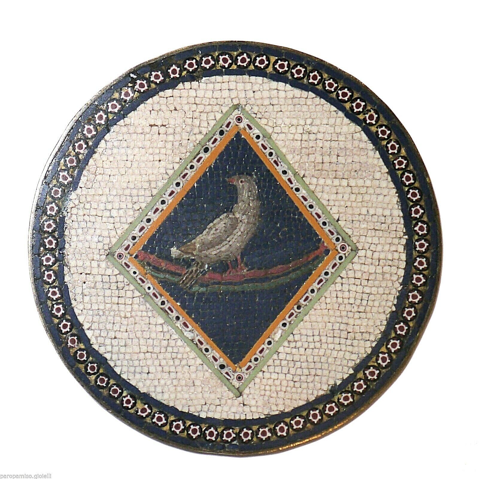 (3201) Antique micro mosaic,End of18th c.Roma micromosaic plaque 