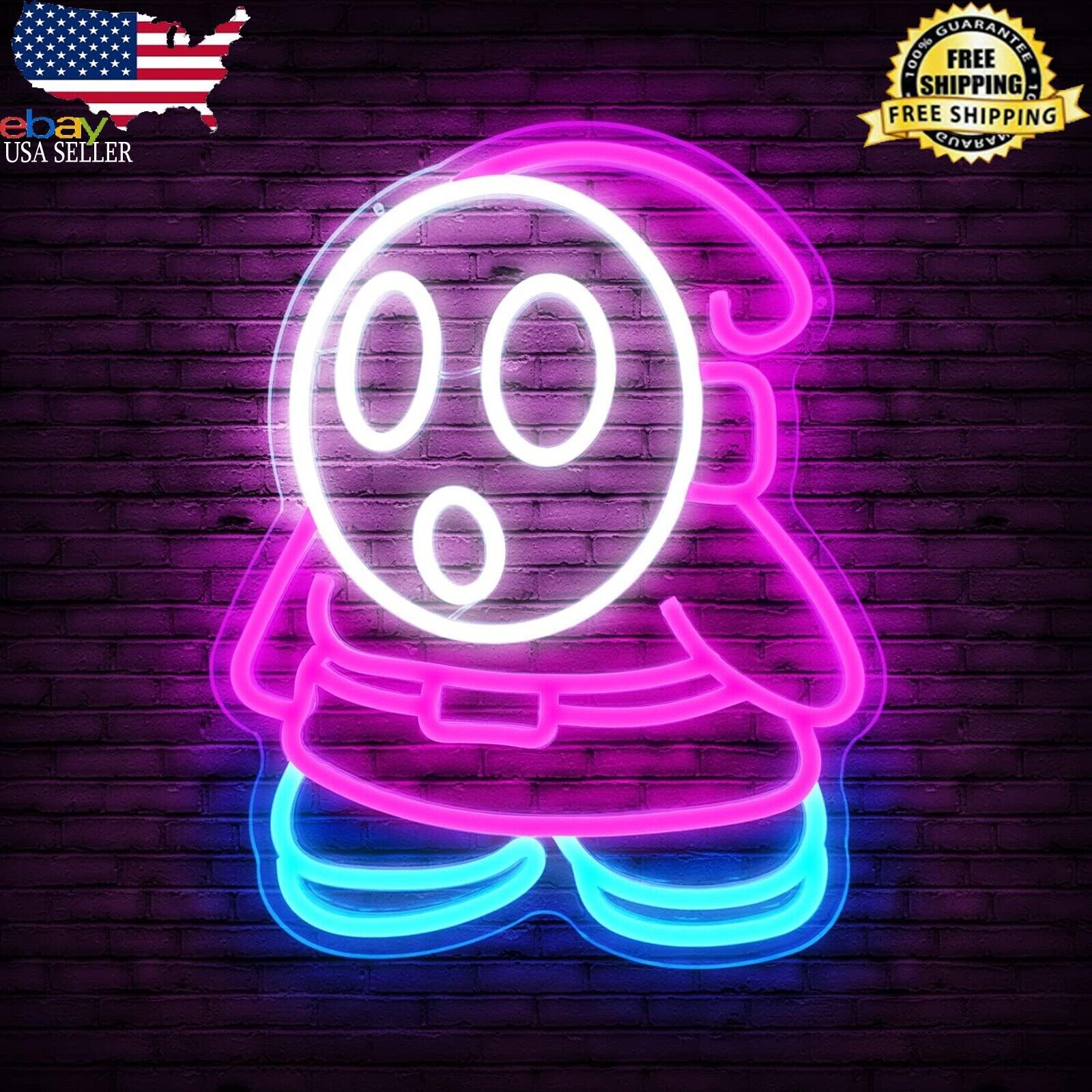 Shy Guy Neon Sign from Mario Gaming Neon Sign Dimmable Ghost Led Neon Light,Gift
