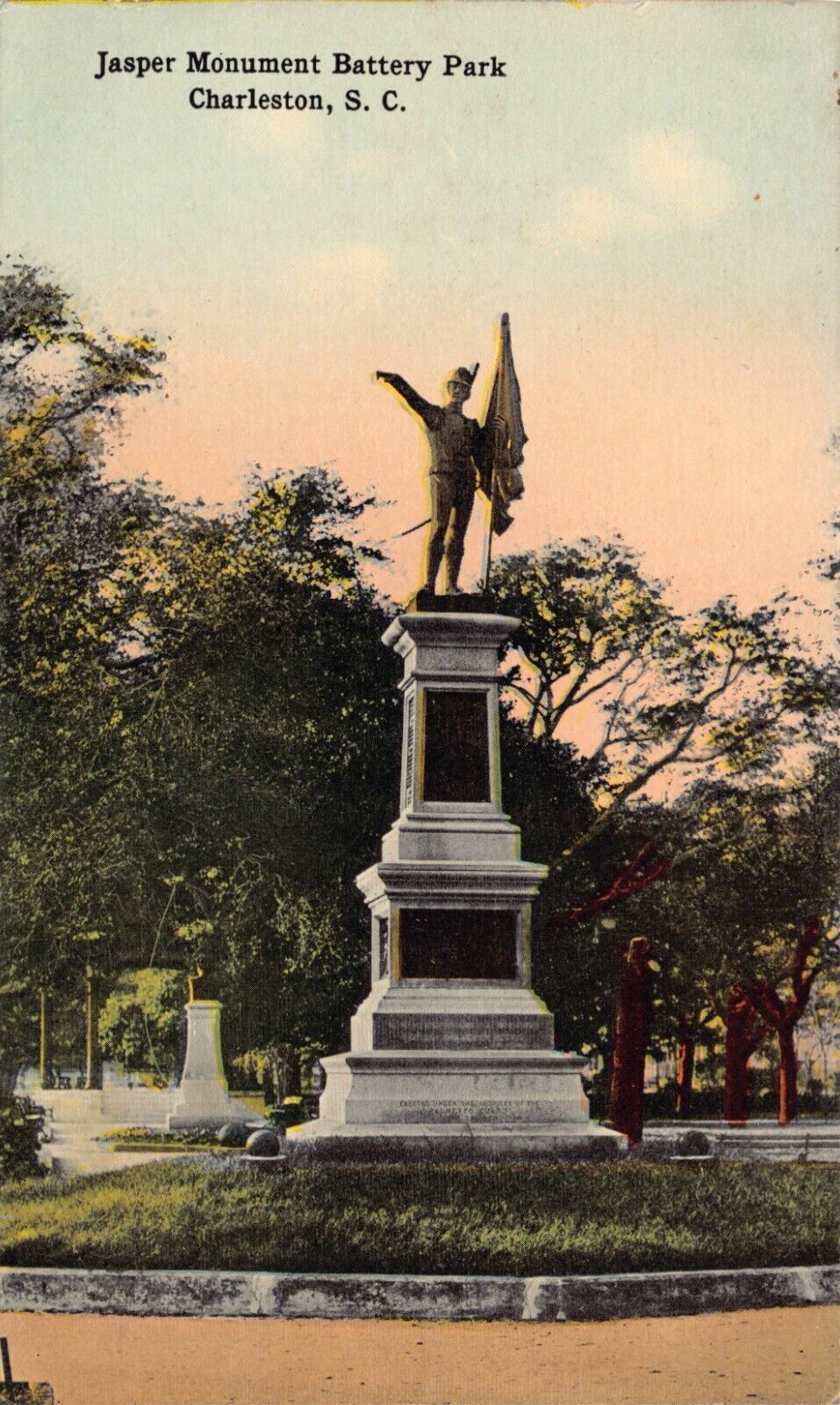 SC~SOUTH CAROLINA~CHARLESTON~WILLIAM JASPER MONUMENT~BATTERY PARK~C.1910