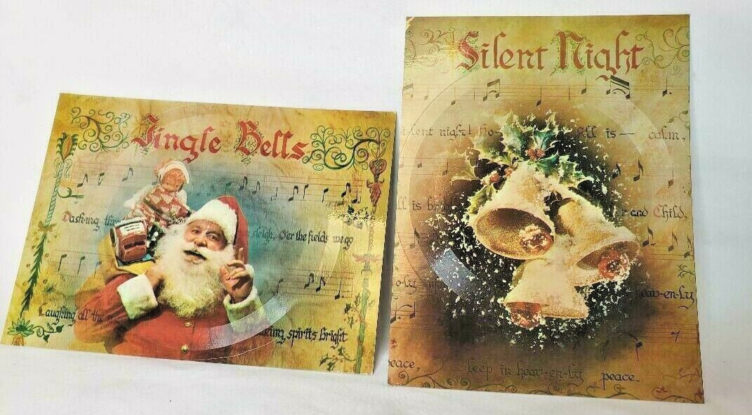 2 Christmas Card Records & Envelope 1945 Jingle Bell Silent Night 33 1/3 RPM NOS