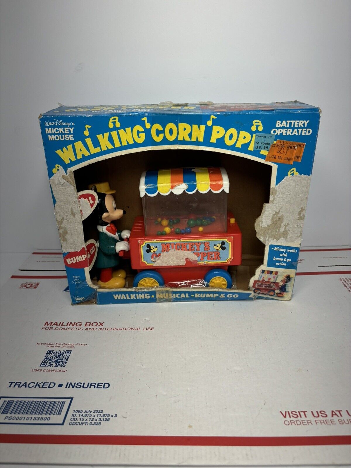 Walt Disney\'s Mickey Mouse Walking Corn Popper Battery Operated in original box