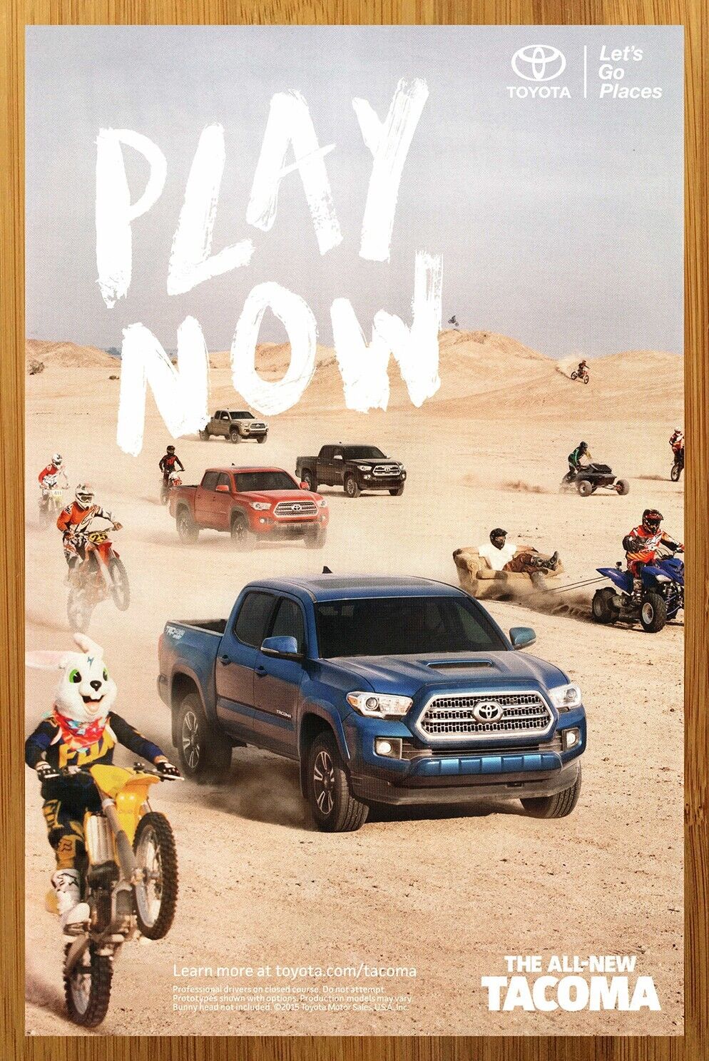 2015 Toyota Tacoma Print Ad/Poster Motorcycle Car Pickup Truck Man Cave Art 00s