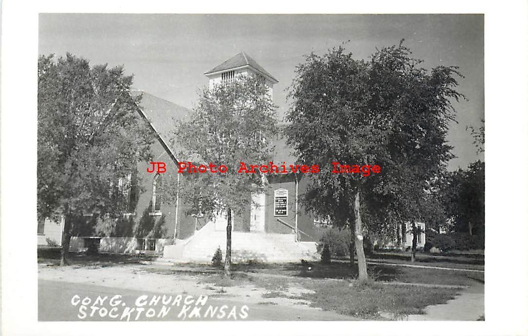 KS, Stockton, Kansas, RPPC, Congregational Church, Exterior View, Photo