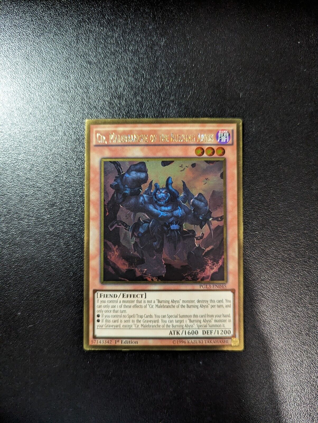 PGL3-EN045 Cir, Malebranche Of The Burning Abyss Gold Rare 1st Edition Yugioh