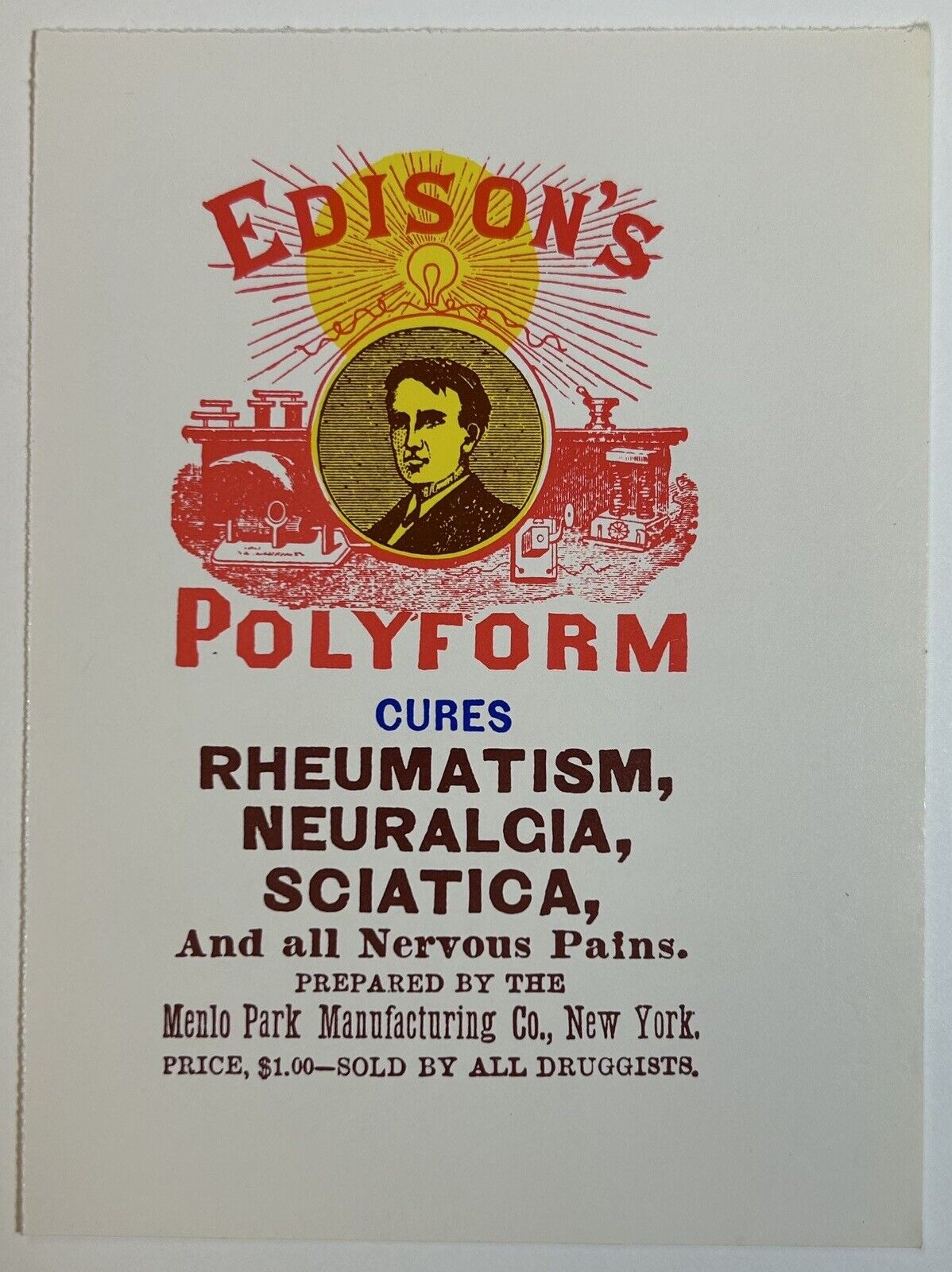 Edison’s Polyform 1984 Postcard, Unposted
