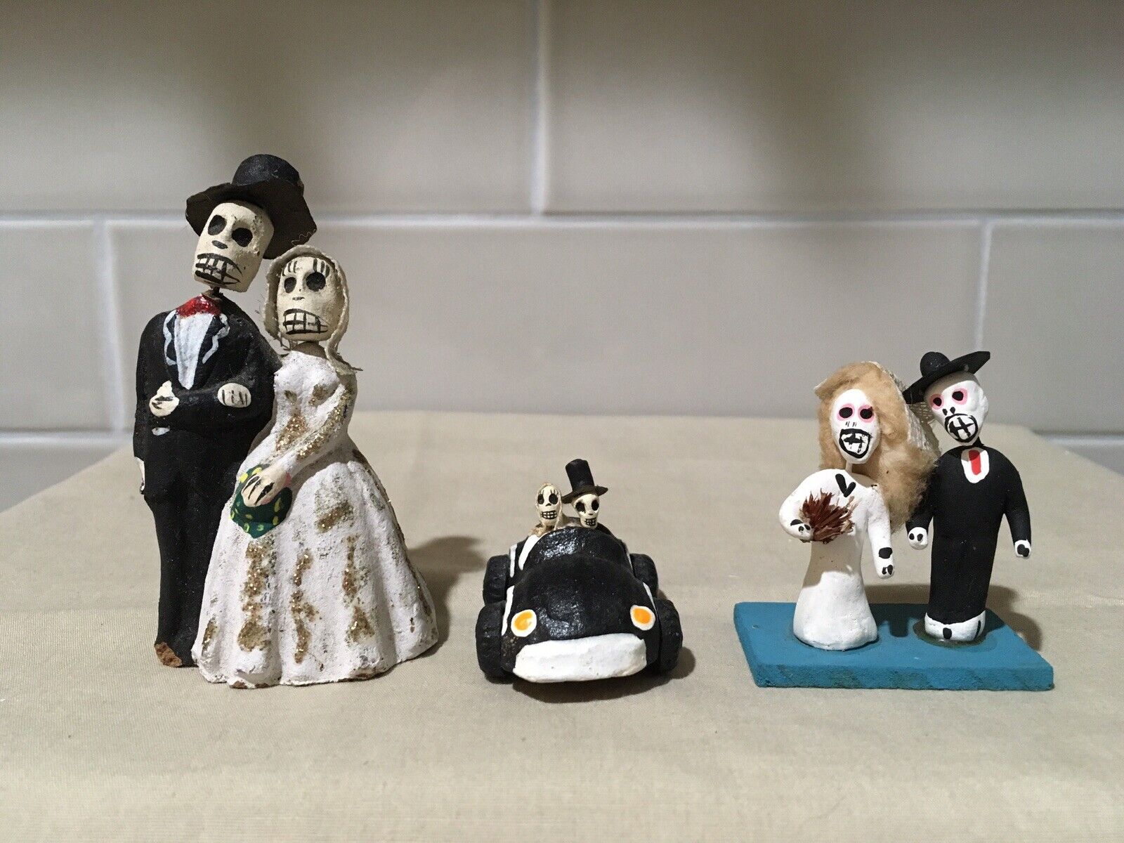 Set Of 3 Day Of The Dead Vintage Wedding Couple Sets Miniature 