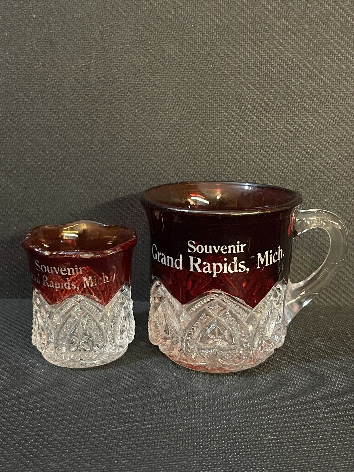 Vintage Ruby/Clear Glass Souvenirs Grand Rapids Mi