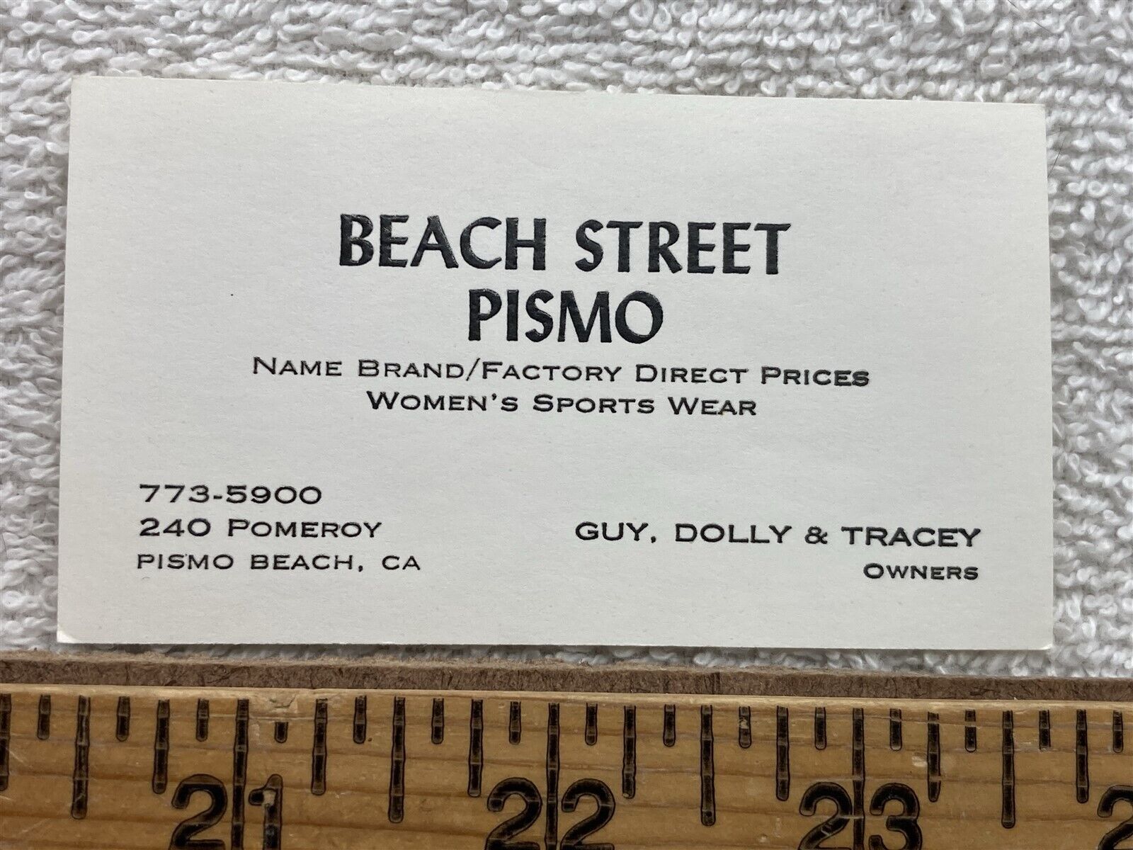 Vintage Business Card Beach Street Pismo Women\'s Sports Wear California