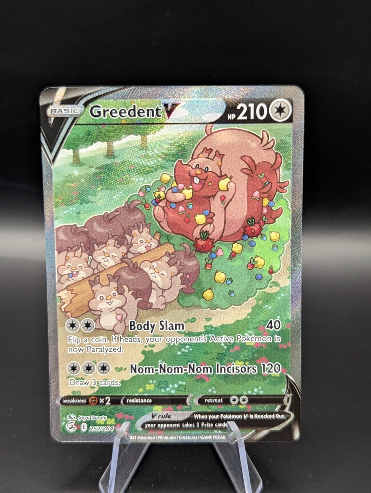 Pokémon TCG Greedent V Fusion Strike 257/264 Holo Full Art Ultra Rare #900